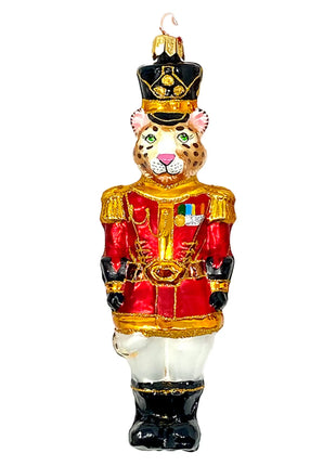 Leopard Nutcracker Holiday Polish Glass Christmas Ornament designed by Kenzies of London and by Personalized Ornamentshop