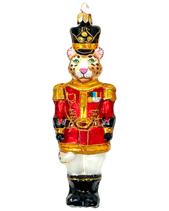 Leopard Nutcracker Holiday Polish Glass Christmas Ornament designed by Kenzies of London and by Personalized Ornamentshop