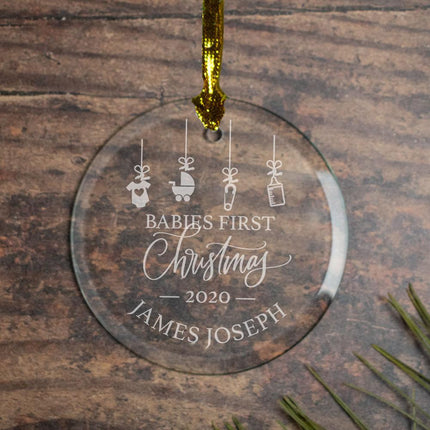 Babies First Christmas Personalized Glass Ornament created by ORNAMENT SHOP
