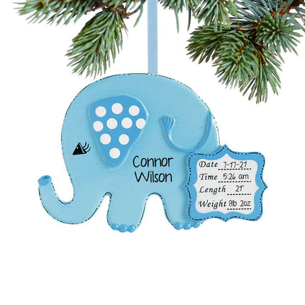 Baby Boy or Girl Elephant Ornament - COLOR - Blue created by RUDOLPH AND ME and designed by Ornament Shop