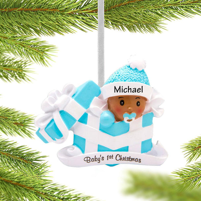 Baby Boy First Christmas Present Personalized Ornament created by ORNAMENT SHOP