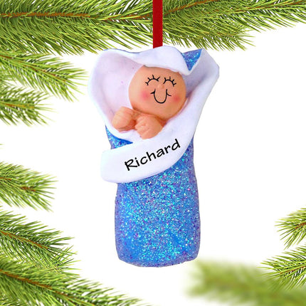 Baby Boy in Bunting Personalized Ornament created by ORNAMENT SHOP
