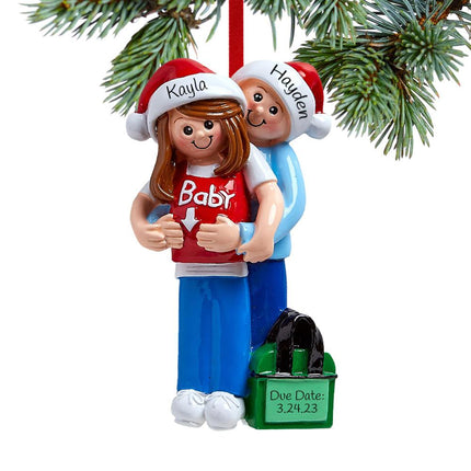 Baby on the Way Couple Personalized Ornament created by RUDOLPH AND ME and designed by Ornament Shop