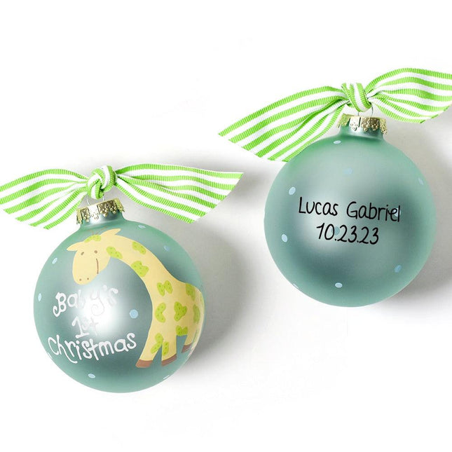 Baby's First Christmas Blue Giraffe Ornament created by ORNAMENT SHOP