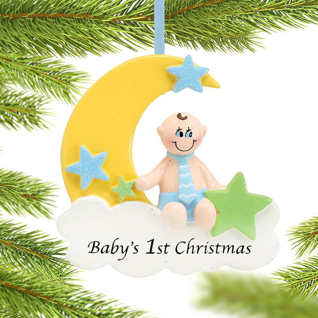 Baby's First Christmas Moon Boy Ornament created by RUDOLPH AND ME and designed by Ornament Shop