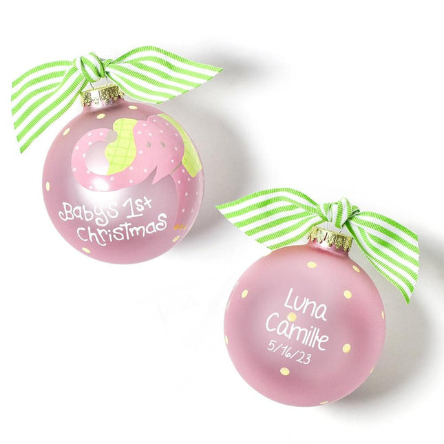 Baby's First Christmas Pink Elephant Ornament created by ORNAMENT SHOP