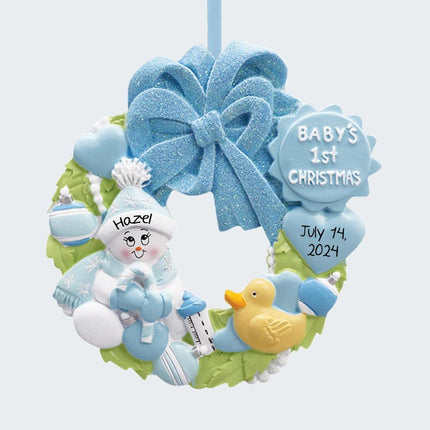 Baby Wreath Boy or Girl For Baby's First Personalized Ornament - GENDER - Boy created by RUDOLPH AND ME and designed by Ornament Shop
