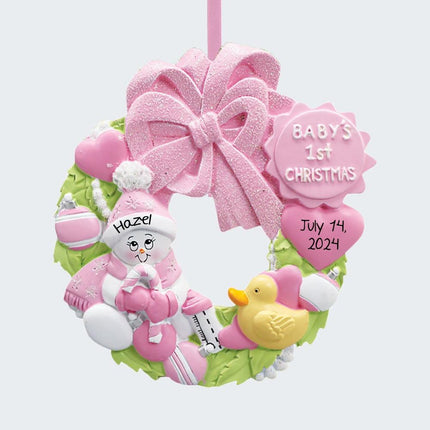Baby Wreath Boy or Girl For Baby's First Personalized Ornament - GENDER - Girl created by RUDOLPH AND ME and designed by Ornament Shop