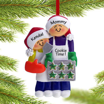 Baking Cookies with Grandma or Mom & Kids 1, 2, 3 or 4 Christmas Ornament - FAMILY - Family of 1 Kid created by ORNAMENT SHOP