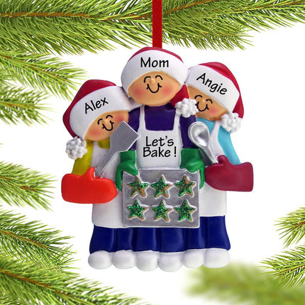 Baking Cookies with Grandma or Mom & Kids 1, 2, 3 or 4 Christmas Ornament - FAMILY - Family of 2 Kids created by ORNAMENT SHOP