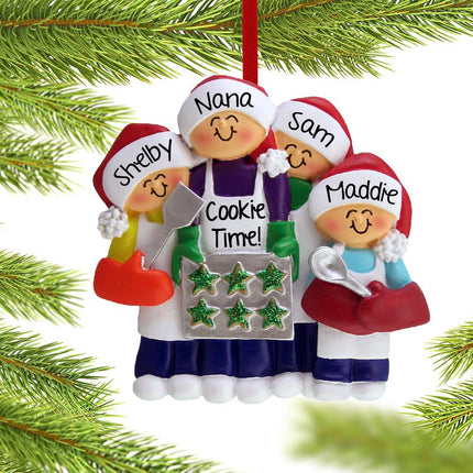 Baking Cookies with Grandma or Mom & Kids 1, 2, 3 or 4 Christmas Ornament - FAMILY - Family of 3 Kids created by ORNAMENT SHOP