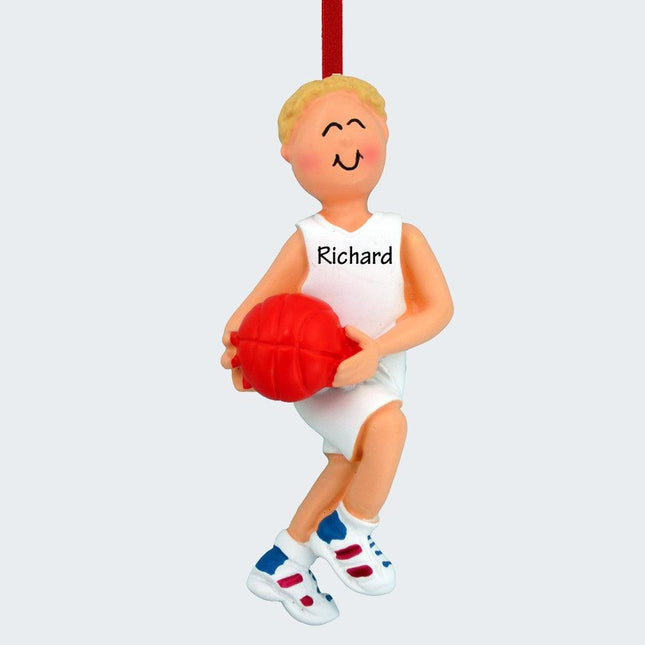 Basketball Player Holding Basketball Boy Ornament - HAIR COLOR - Blonde created by ORNAMENT SHOP
