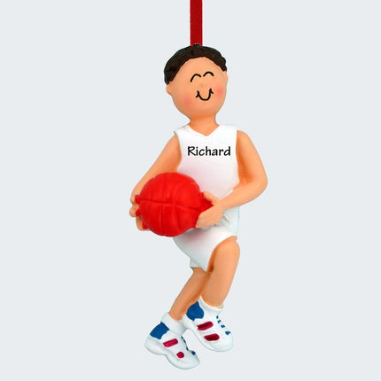 Basketball Player Holding Basketball Boy Ornament - HAIR COLOR - Brunette created by ORNAMENT SHOP