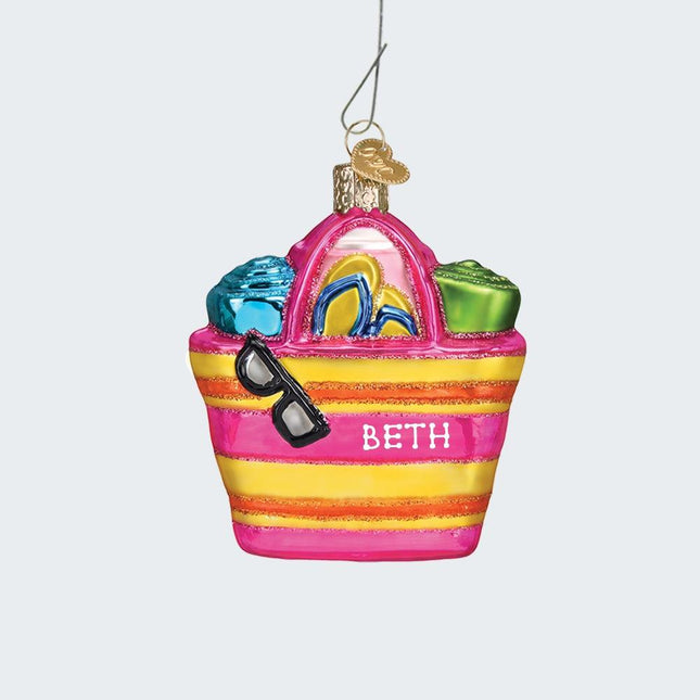 Beach Bag Ornament created by OLD WORLD CHRISTMAS and designed by Ornament Shop