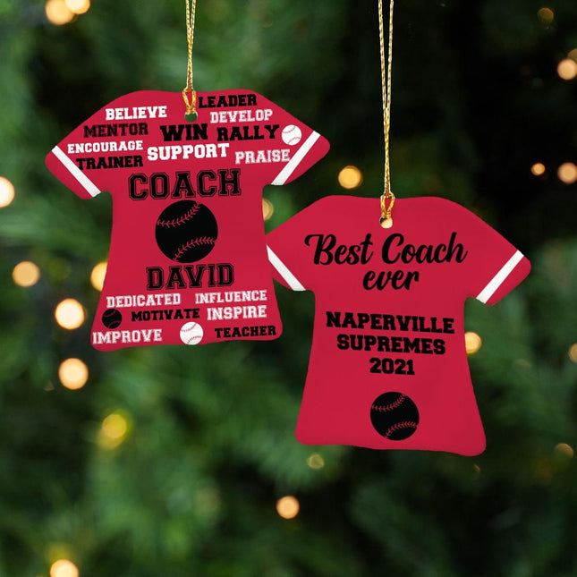 Best Coach Baseball Personalized Ceramic Ornament - COLOR - Red created by ORNAMENT SHOP