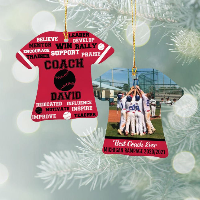 Best Coach Baseball With Photo Personalized Ceramic Ornament - COLOR - Red created by ORNAMENT SHOP