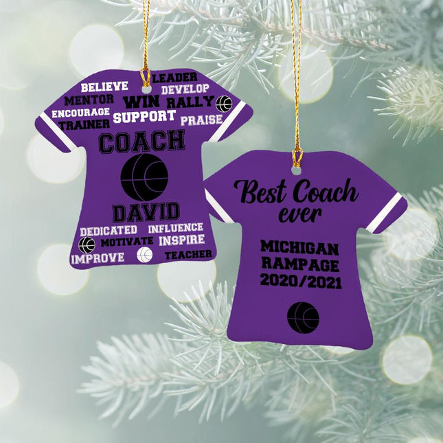Best Coach Basketball Personalized Ceramic Ornament - COLOR - Purple created by ORNAMENT SHOP