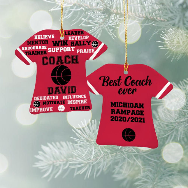 Best Coach Basketball Personalized Ceramic Ornament - COLOR - Red created by ORNAMENT SHOP