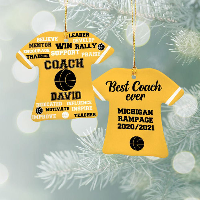 Best Coach Basketball Personalized Ceramic Ornament - COLOR - Yellow created by ORNAMENT SHOP