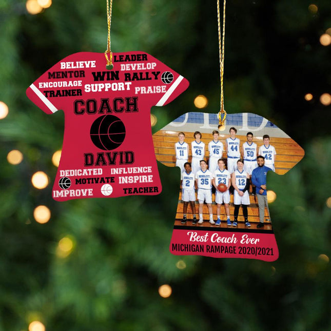 Best Coach Basketball With Photo Personalized Ceramic Ornament - COLOR - Red created by ORNAMENT SHOP