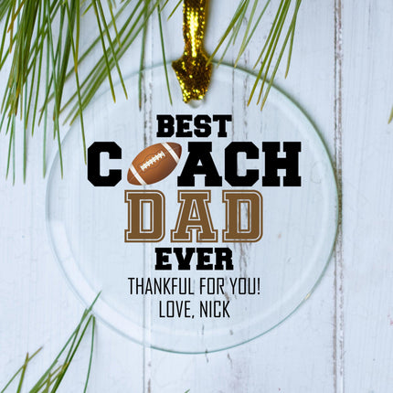 Best Coach Dad Ever Baseball Personalized Glass Ornament - COLOR - Brown created by ORNAMENT SHOP