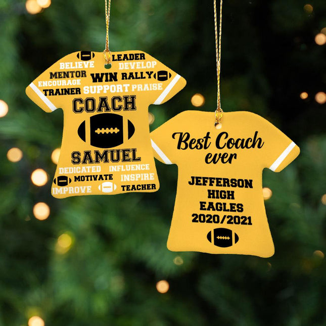 Best Coach Football Personalized Ceramic Ornament - COLOR - Yellow created by ORNAMENT SHOP