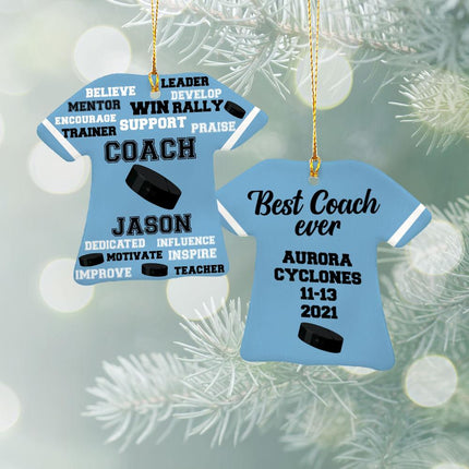 Best Coach Hockey Personalized Ceramic Ornament - COLOR - Blue created by ORNAMENT SHOP