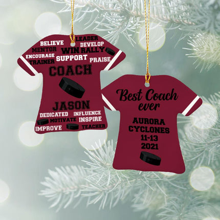 Best Coach Hockey Personalized Ceramic Ornament - COLOR - Baby Blue created by ORNAMENT SHOP