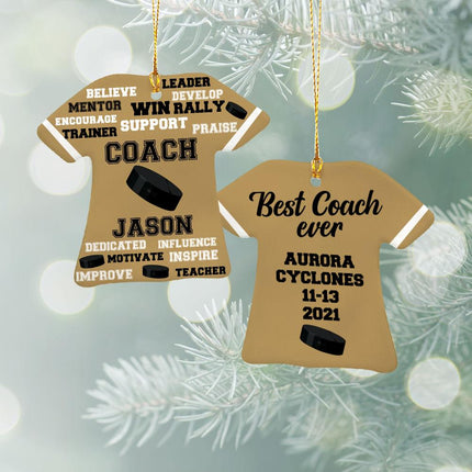 Best Coach Hockey Personalized Ceramic Ornament - COLOR - Maroon created by ORNAMENT SHOP