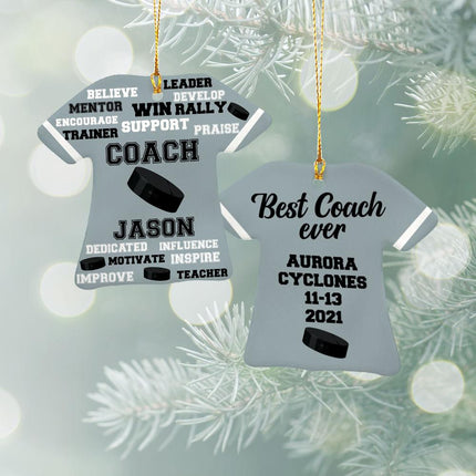 Best Coach Hockey Personalized Ceramic Ornament - COLOR - Gold created by ORNAMENT SHOP