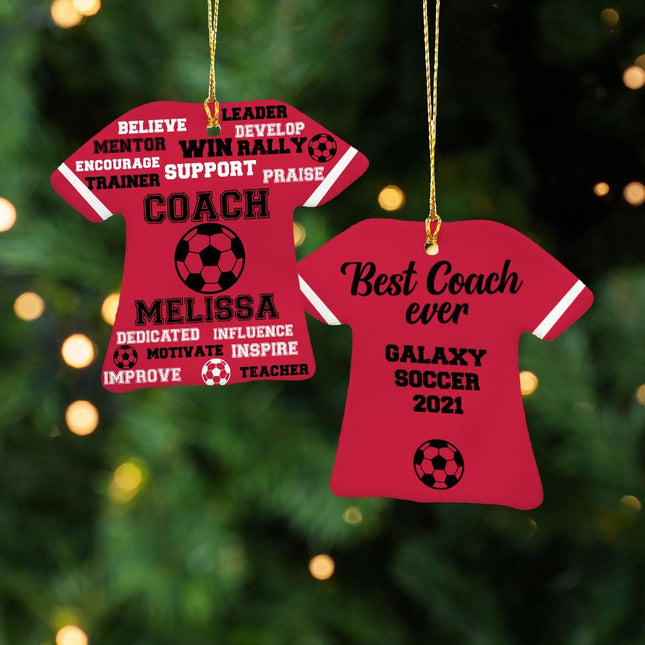Best Coach Soccer Personalized Ceramic Ornament - COLOR - Red created by ORNAMENT SHOP