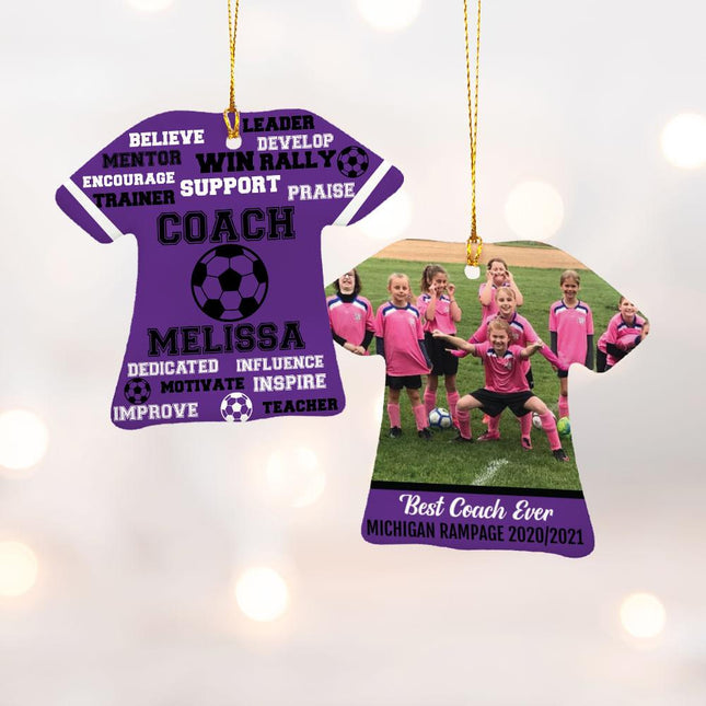 Best Coach Soccer With Photo Personalized Ceramic Ornament - COLOR - Purple created by ORNAMENT SHOP