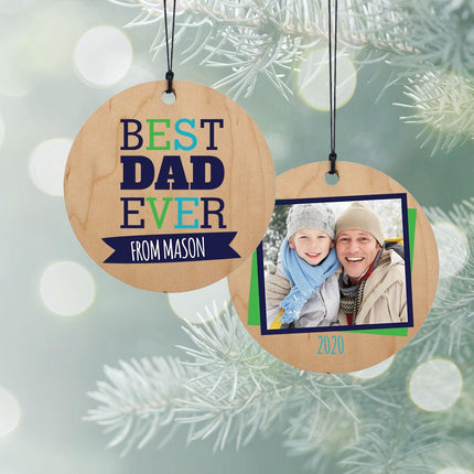 Best Dad Ever Photo Personalized Wood Ornament created by ORNAMENT SHOP