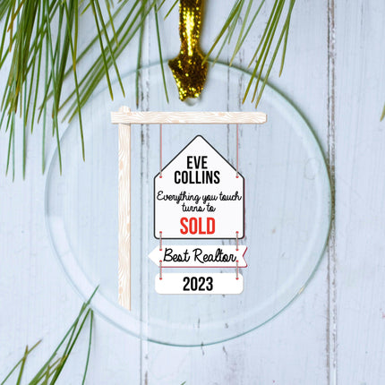 Best Realtor Personalized Glass Round Ornament - DESIGN - Everything You Touch created by ORNAMENT SHOP