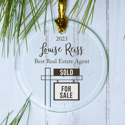 Best Realtor Personalized Glass Round Ornament - DESIGN - Best Real Estate Agent created by ORNAMENT SHOP