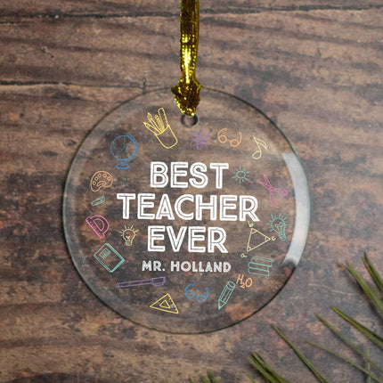 Best Teacher Personalized Glass Round Ornament created by ORNAMENT SHOP