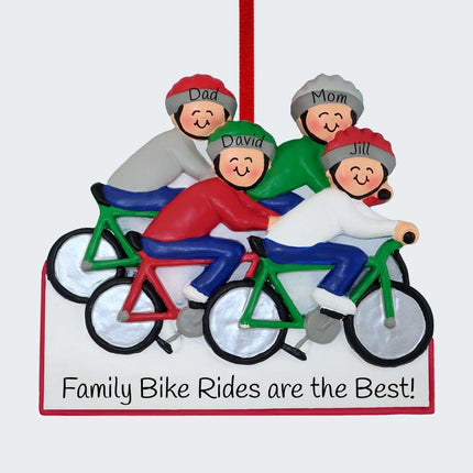 Bike Riding Family Personalized Ornament - 3, 4, 5 Family Members - FAMILY - 4 Family Members created by ORNAMENT SHOP