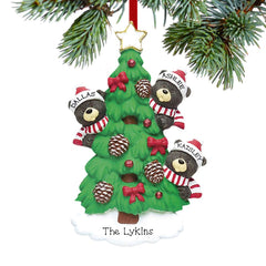 Black Bear Tree Family Personalized Ornament - 3, 4, 5, 6, 7, 8, 9 Family Member - FAMILY - 3 Family Members created by RUDOLPH AND ME and designed by Ornament Shop