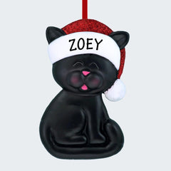 Black Cat With Santa Hat Ornament created by ORNAMENT SHOP