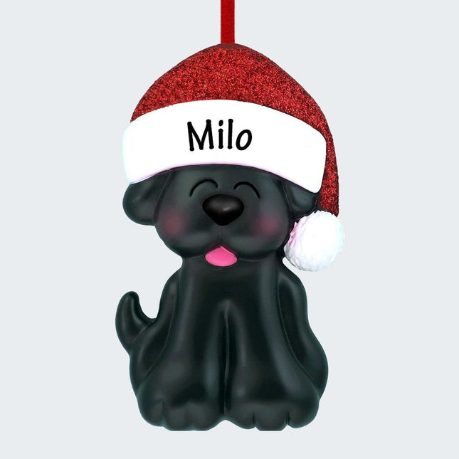 Black Dog Ornament With Santa Hat Ornament created by ORNAMENT SHOP