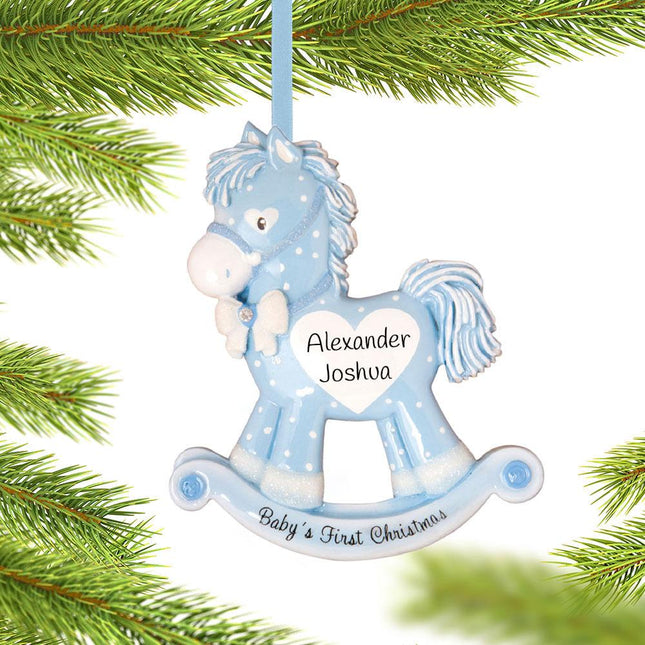 Blue Rocking Horse Baby's First Ornament created by ORNAMENT SHOP