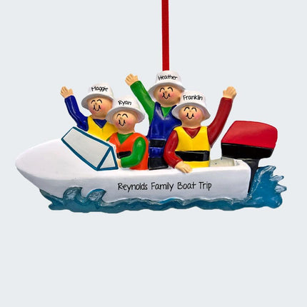 Boating Family Personalized Ornament - 3, 4, 5 Family Members - FAMILY - 4 Family Members created by ORNAMENT SHOP