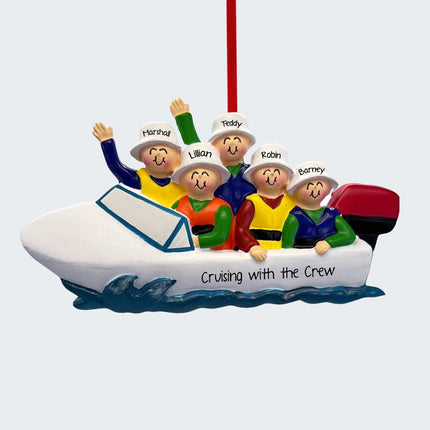 Boating Family Personalized Ornament - 3, 4, 5 Family Members - FAMILY - 5 Family Members created by ORNAMENT SHOP