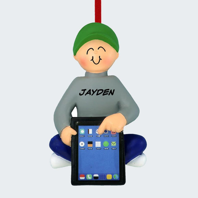 Boy with Tablet Ornament created by ORNAMENT SHOP