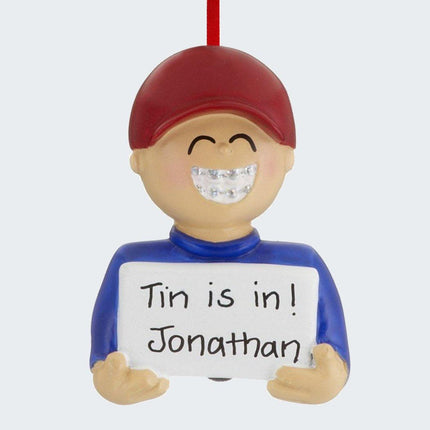 Braces On Boy or Girl Personalized Ornament - GENDER & HAIR COLOR - Male Blonde created by ORNAMENT SHOP
