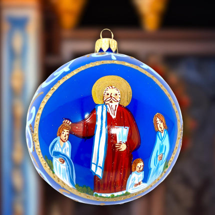 Byzantine Saints Hand-Painted Glass Ornament