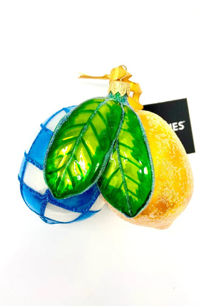 Harlequin Lemons BL Holiday Polish Glass Christmas Ornament designed by Kenzies of London and by Personalized Ornamentshop