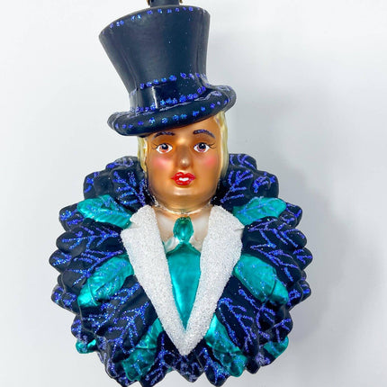 Cabaret Vedette Hand-Painted Glass Ornament
