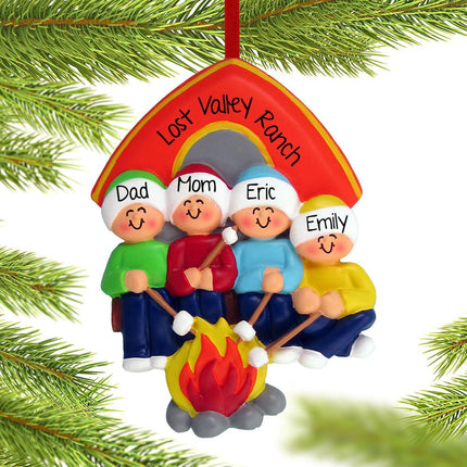 Camping Family Personalized Ornament - 2, 3, 4, 5 Family Members - FAMILY - 4 Family Members created by ORNAMENT SHOP