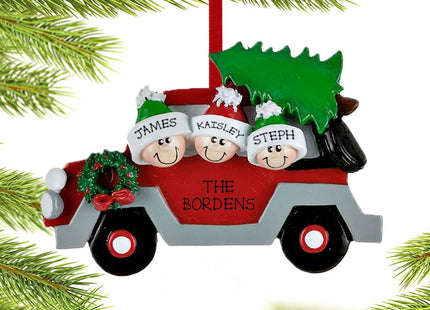 Car Family Personalized Ornament - 2, 3, 4, 5 Family Members